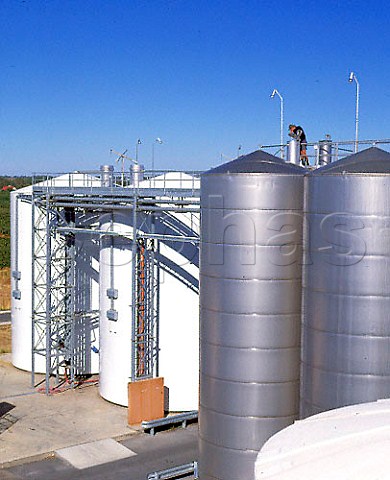 Outdoor fermenting tanks at Penfolds Nuriootpa   winery South Australia   Barossa Valley