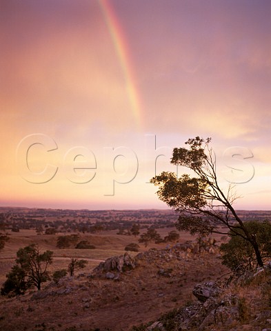 Early morning rainbow over Mountadam Estate on the High Eden Ridge South Australia Eden Valley