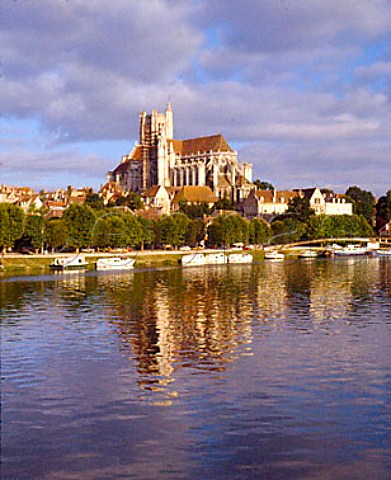 Auxerre Cathedral Gothic on River Yonne Yonne   France  Bourgogne