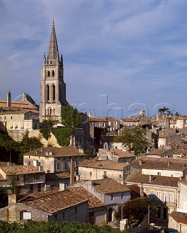 Stmilion and the bell tower of its monolithic church Gironde France  Saintmilion  Bordeaux
