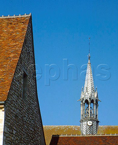 Spire of church in Chablis Burgundy
