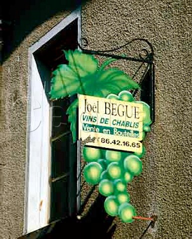 Sign of Jol Begue Chablis Yonne France