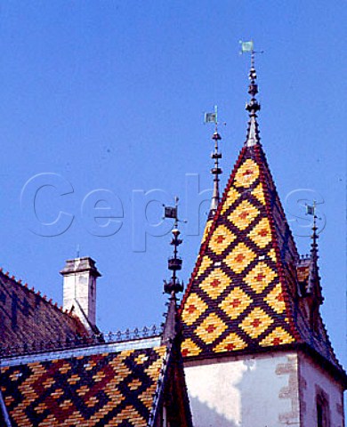 The tiled roof of the Hospices de Beaune in Beaune   Cote dOr