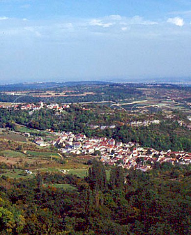 View down onto the village and vineyards of   StRomain Cte dOr France Cte de Beaune