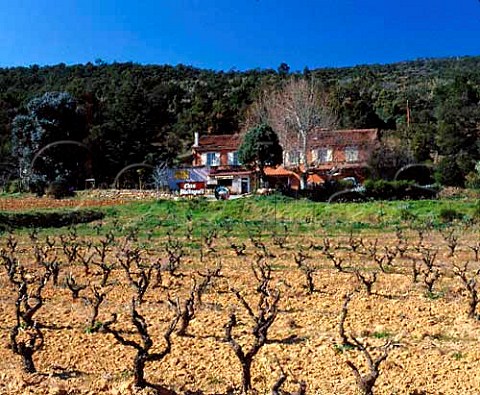 Domaine du Noyer viewed over its Clos Mistinguette   vineyard  on the southern edge of the Massif des   Maures Var France   Ctes de Provence