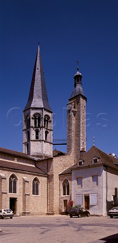 Two towers of the church in StGengouxleNational   SaneetLoire France Bourgogne