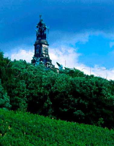 Niederwald Denkmal statue above the Drachenstein   vineyard Rudesheim Germany  Rheingau