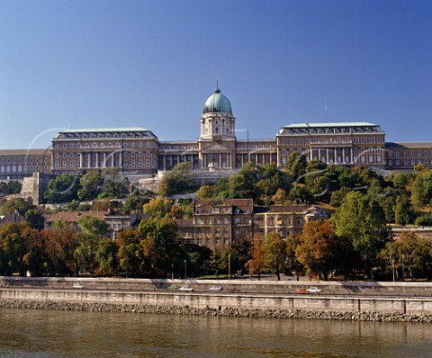 The Royal Palace now The National Gallery Historical Museum of Budapest and Szechenyi National Library viewed over the Danube Budapest Hungary