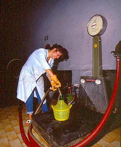Buying wine in bulk filling a 5 litre container at   the Cantina Sociale of Locorotondo Puglia Italy