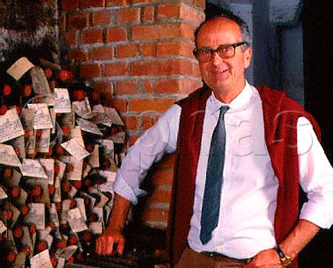 Francesco Giuntini of Selvapiana in his bottle   cellar with his 1958 vintage   Pontassieve Tuscany Italy    Chianti Rufina