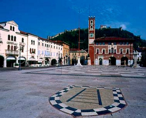 The piazza in the old walled wine town of Marostica   Veneto Italy DOC Breganze