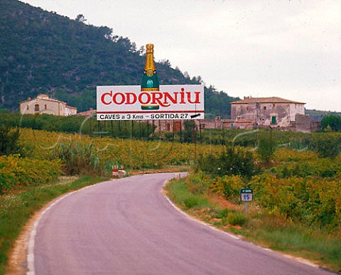 Codorniu advertising sign by road near Sant Sadurni   dAnoia Catalonia Spain    Peneds