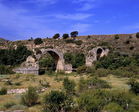 Ruins of the Puente Romano de Mantible over the River Ebro near Assa Rioja   Spain
