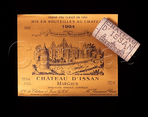 Label and cork of Chteau dIssan   AC Margaux
