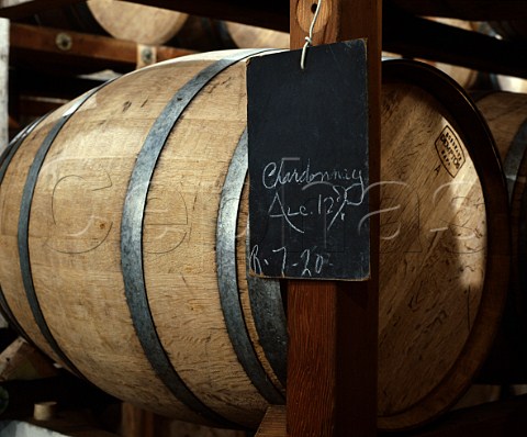 Barrels of Chardonnay in cellar of Beaulieu    Rutherford Napa Co California