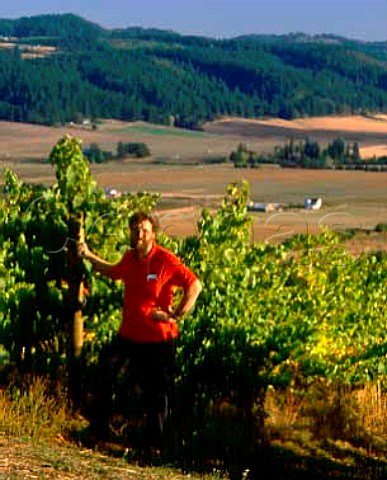 Myron Redford of Amity vineyards overlooking the   Willamette Valley Yamhill CoOregon