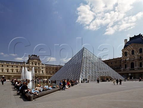 Glass pyramid designed by Pei covering the entrance to the Louvre  Paris France