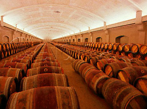 Oak barrels at Chateau Lagrange                       StJulien