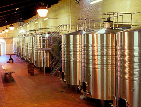 Refrigerated stainless steel fermentation tanks in   the cuverie of Chteau Lagrange StJulien Gironde   France   Mdoc  Bordeaux