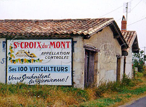 Wine sign on building at SainteCroixduMont Gironde France  Bordeaux