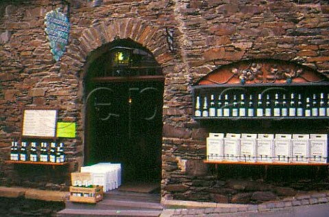 Display of bottles outside Schlossberg   Kelle a small wine shop in Cochem   Germany  Mosel