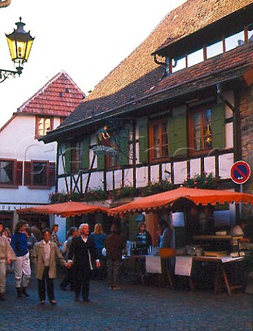 Selling New wine and Gluhwein in the old part of   NeustadtanderWeinstrasse during the wine   festival Germany  Pfalz