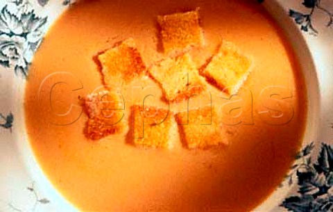 Chicken soup with croutons
