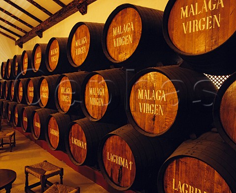 Barrel maturation cellar of Bodegas Lopez Hermanos   Malaga Andaluca Spain