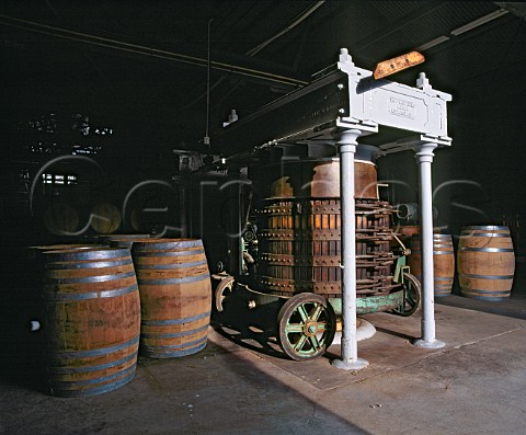 Old basket press used for wines of Chateau Reynella   at Hardys Tintara Winery McLaren Vale South   Australia