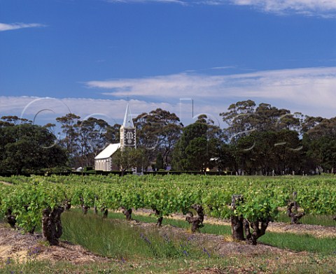 Henschke Hill of Grace vineyard and Gnadenberg  Church the Shiraz vines here are over 100 years  old   Eden Valley South Australia
