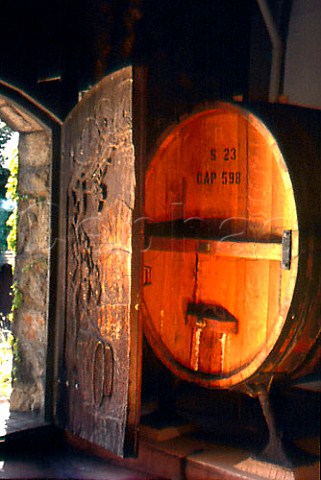 Door and cask Burgess Cellars   StHelena Napa Co California USA