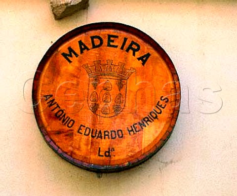 Ornamental barrel end in adega of   Henriques  Henriques Funchal Madeira
