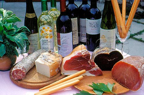Ham cheese and wines  Friuli Italy
