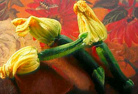 Baby courgettes with flowers