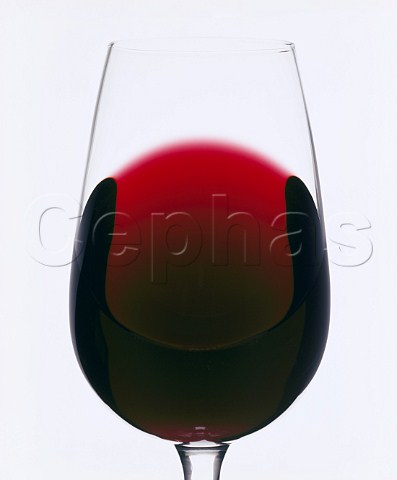 Young Cabernet Sauvignon wine in an ISO tasting glass