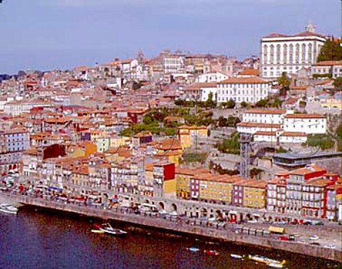 Cais da Ribeira the riverfront area of Porto   on the Douro River Portugal