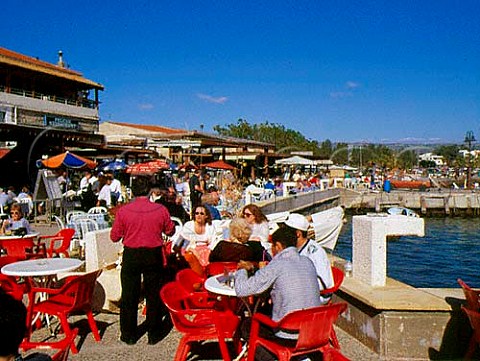 Restaurants on the waterfront of Paphos harbour   Cyprus