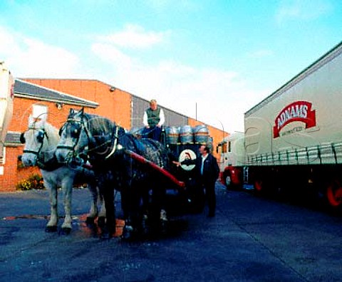 Dray Horses and lorry of Adnams Brewery Southwold Suffolk England