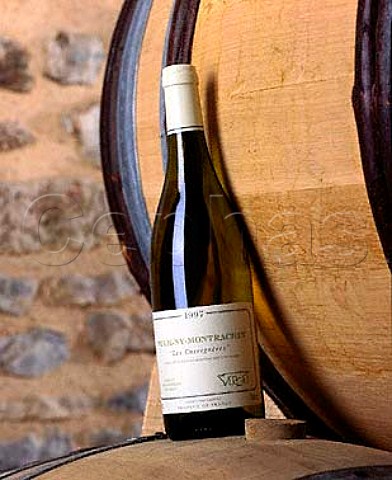 Bottle of PulignyMontrachet Les Enseignres in  the   barrel chai of Verget the ngociant company of JeanMarie Guffens  Sologny SaneetLoire France