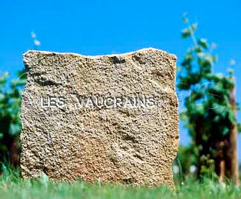 Marker stone for Les Vaucrains vineyard   NuitsStGeorges Cte dOr France Cte de Nuits Premier Cru