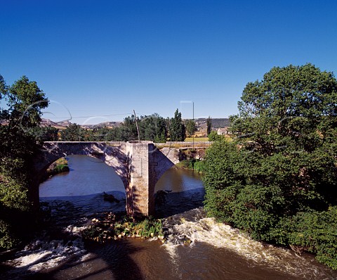 The old bridge over the Duero River at Peafiel Valladolid province  Castilla y Len Spain Ribera del Duero