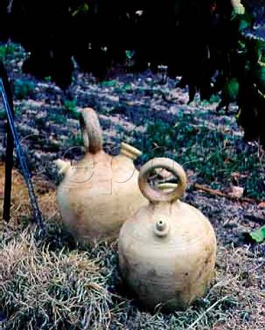 Traditional drinking water containers in vineyard of   Abada Retuerta Sardn de Duero   Castilla y Len Spain