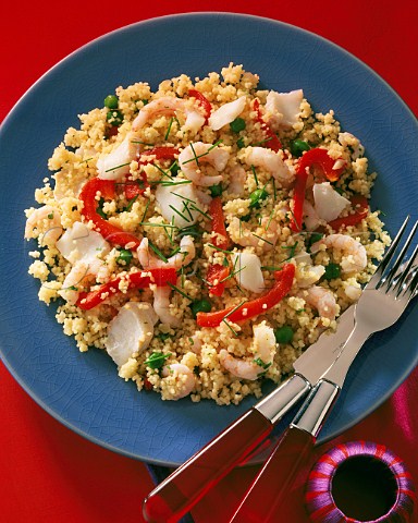 Couscous and seafood salad