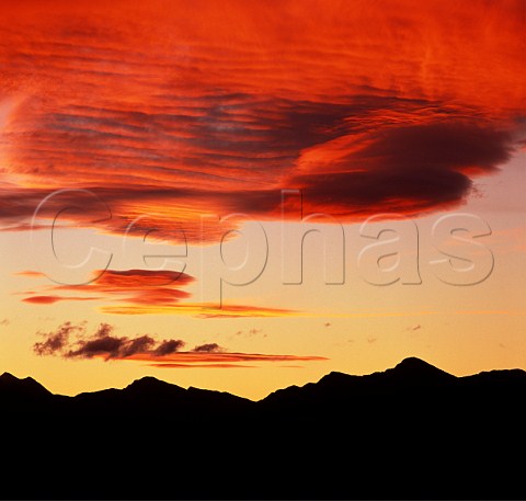 Sunset over the Richmond Ranges Marlborough   New Zealand
