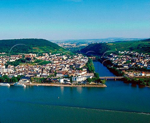 Town of Bingen at the confluence of the Rhine and   Nahe Rivers Germany   Rheinhessen  Nahe