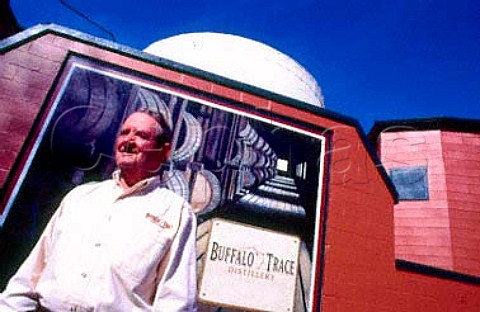 Elmer T Lee outside the Bourbon   distillery of Buffalo Trace Kentucky   USA