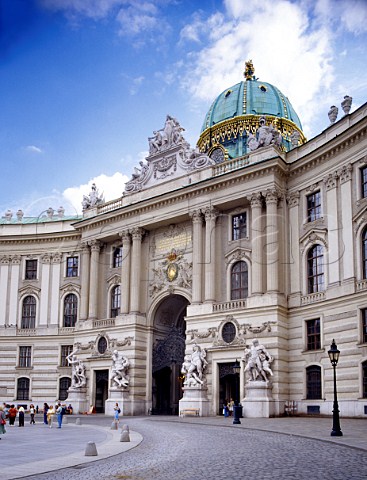 The Michaelertor gate on Michaeler Platz leading   into the Hofburg Vienna Austria