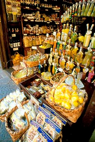 Shop selling pasta liqueurs and local   produce Amalfi Campania Italy