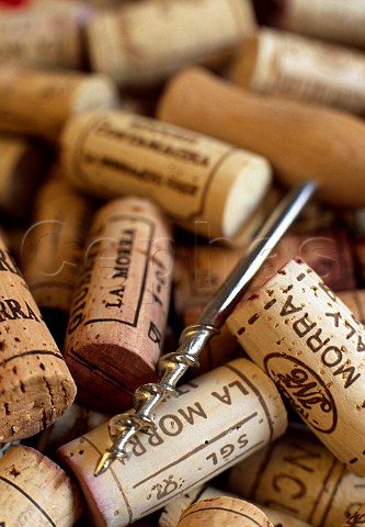 Corks from producers in La Morra with   corkscrew  Piemonte Italy   Barolo