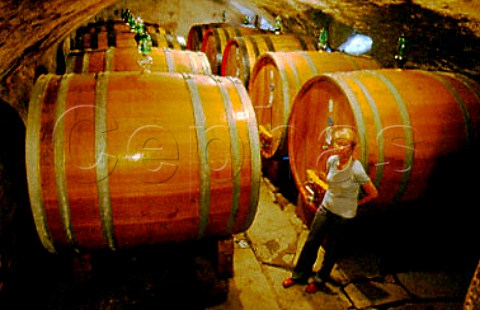 Giovanella Stianti in the barrel cellars   of Castello di Volpaia   Radda in Chianti Tuscany Italy   Chianti Classico